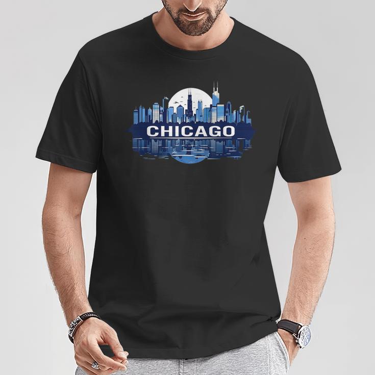 Panorama Du Centre-Ville De Chicago T-Shirt Cadeaux drôles