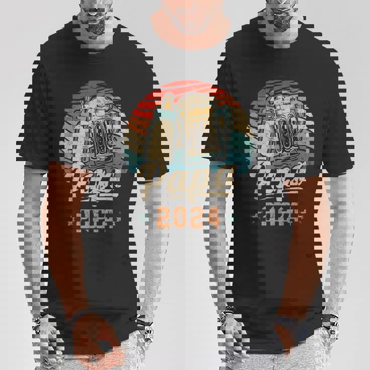 Papa 2024 年のパパ 初めての父の日 若いパパ 新しいパパ Tシャツ 面白い贈り物