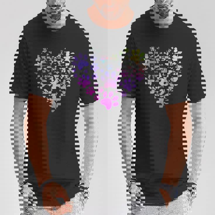 Paw Heart 足跡 犬のハート 犬のアクセサリー ギフト Tシャツ 面白い贈り物