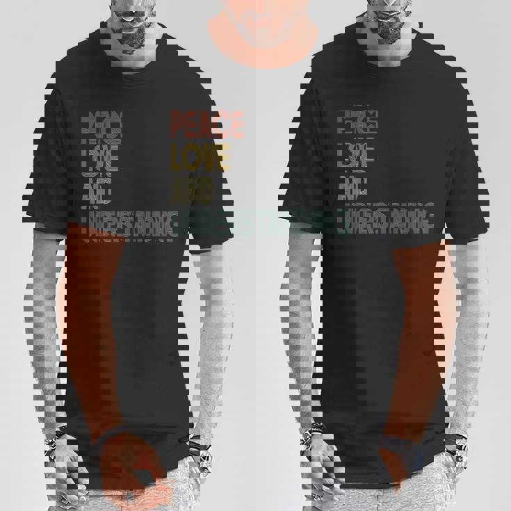 Peace Love And Understanding シャツ インスピレーションを与える引用 レトロ Tシャツ 面白い贈り物