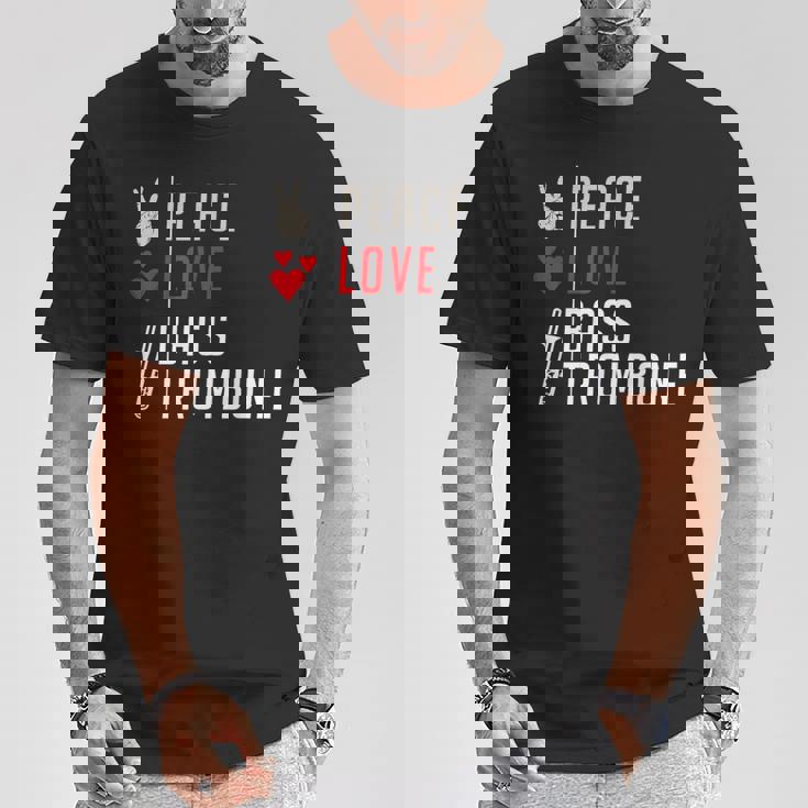 Peace Love Bass トロンボーン楽器 バス トロンボーン奏者 Tシャツ 面白い贈り物