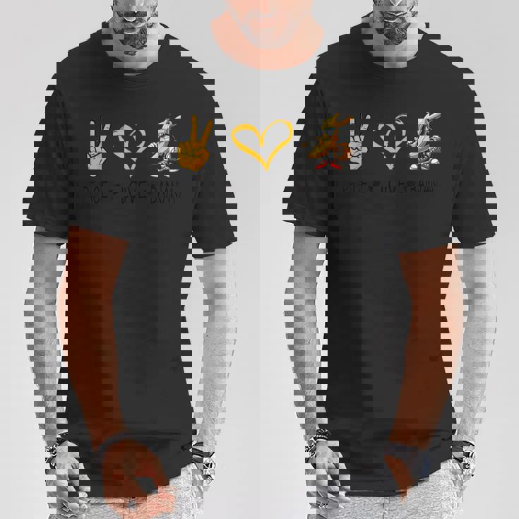 Peace Love バナナ 面白いバナナ フルーツ愛好家 ビーガン用 Tシャツ 面白い贈り物