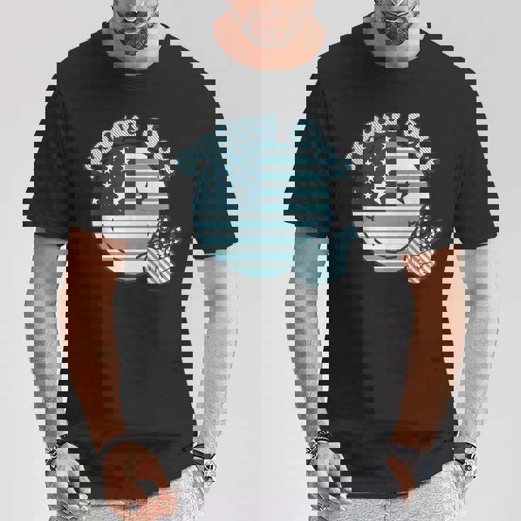 Peace Out 星条旗 ピースサイン 男女 色あせ Tシャツ 面白い贈り物