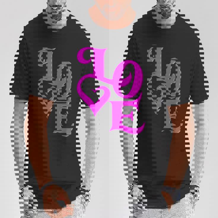 Pink Love ピンクカラーグラフィック Tシャツ 面白い贈り物
