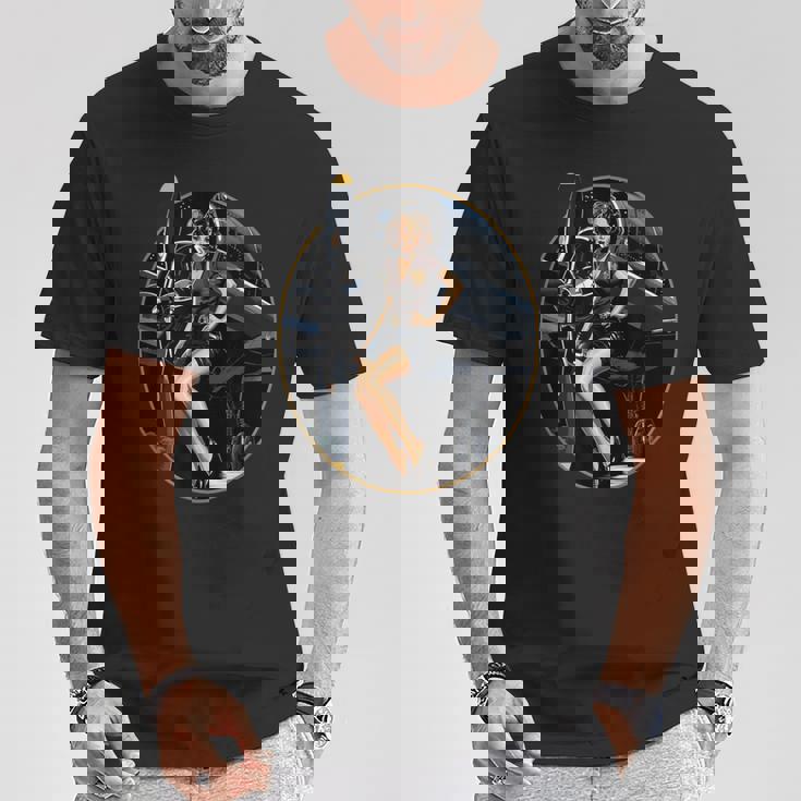 Pinup Girl Warbird 軍用航空機 航空機 Tシャツ 面白い贈り物