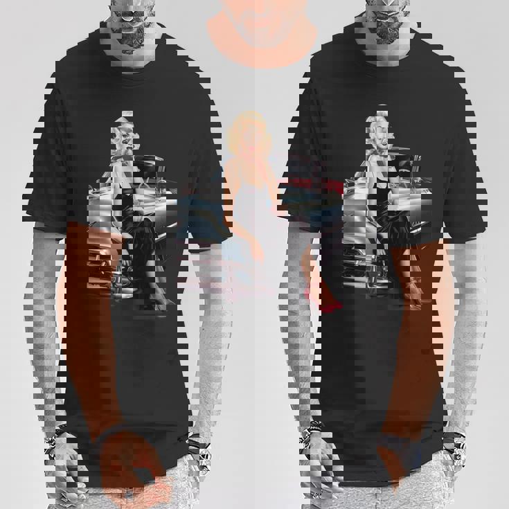 Pinup Girl ビンテージクラシックカー ホットロッド ロカビリー Tシャツ 面白い贈り物