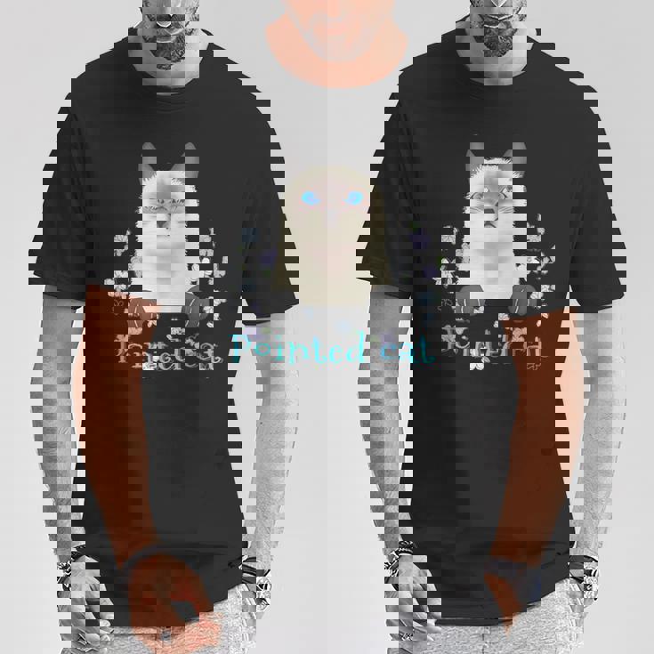 Pointed Cat 猫 ネコ シャム猫 ヒマラヤン トンキニーズ 花 レトロ ガーリー メンズ レディース キッズ Tシャツ 面白い贈り物