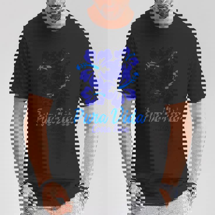 Puraida コスタリカ ブルー ハイビスカス Tシャツ 面白い贈り物