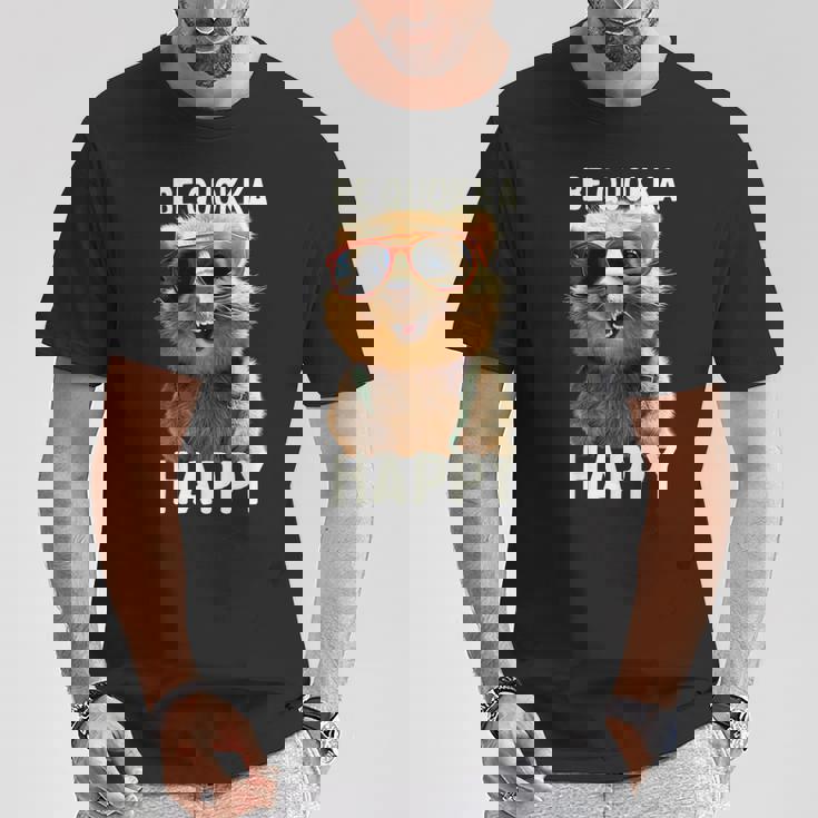 Be Quokka Happy クオッカ・ビー・クオッカ・ハッピー＆クオッカとスマイル Tシャツ 面白い贈り物