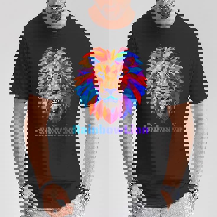 Rainbow Lion レインボー ライオン かっこいい おしゃれ Tシャツ 面白い贈り物