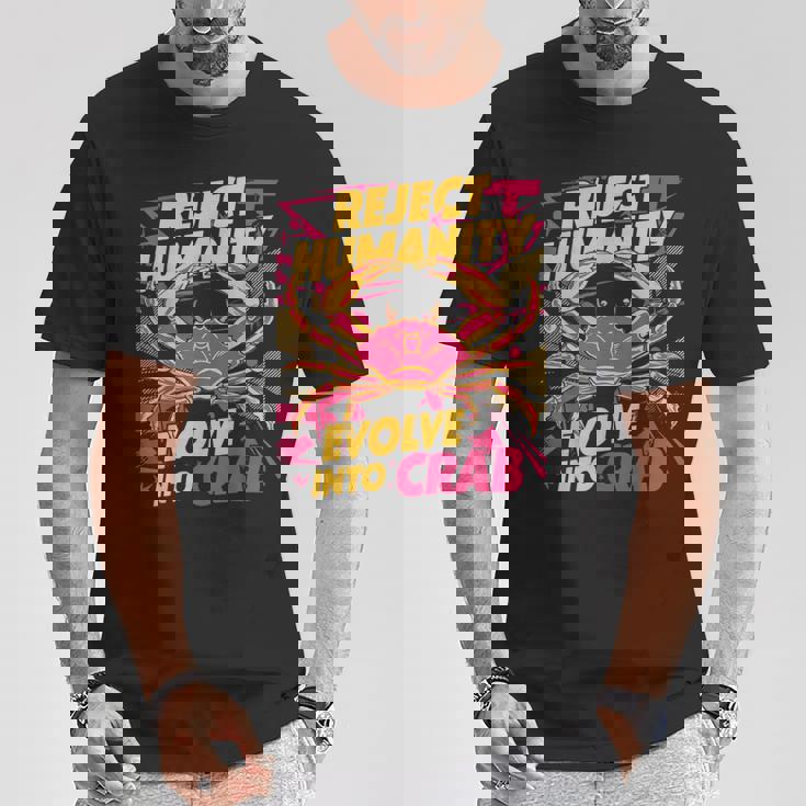 Reject Humanity Evolve To Crab ファニーカニ Tシャツ 面白い贈り物