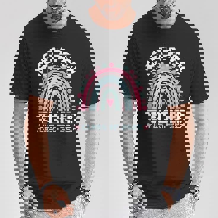 Retired Teacher Class Of 2025 Rainbow Retro Graduation Tシャツ 面白い贈り物