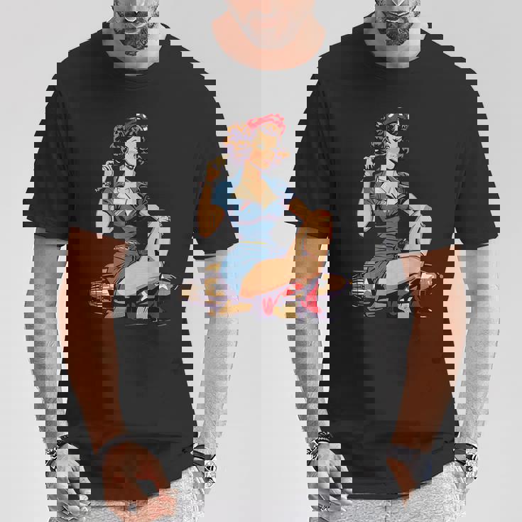 Retro Patriotic Pin-Upintage Usa Flag American Beauty Girl Tシャツ 面白い贈り物