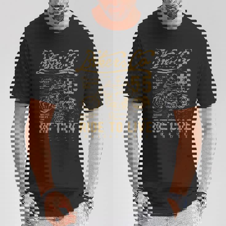 Ride To Live アンティーク風ビンテージレトロアメリカンバイク Tシャツ 面白い贈り物