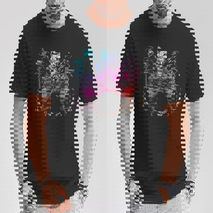 Rockstar ドラマー 猫 ドラム ミュージシャンバンド 音楽愛好家 Tシャツ 面白い贈り物