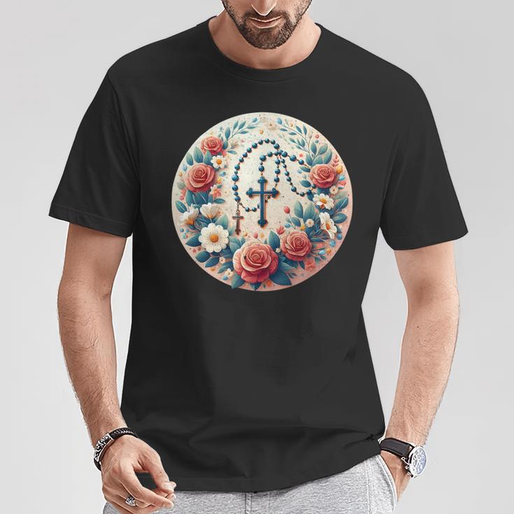 Rosario Rodeado De Flores Camiseta unisex Regalos divertidos