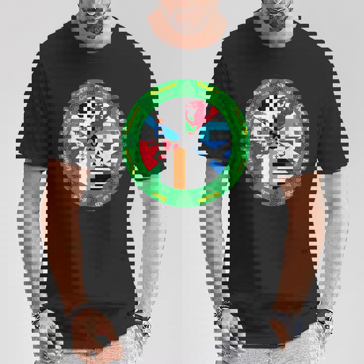 Rueda De Banderas De Las Naciones Celtas Diseño De Círculo De Patrimonio Cultural Camiseta unisex Regalos divertidos