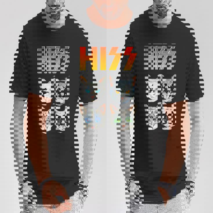 Hiss 猫 子猫 ニャー ロッカー パロディ バンド 面白い 猫好き Tシャツ 面白い贈り物