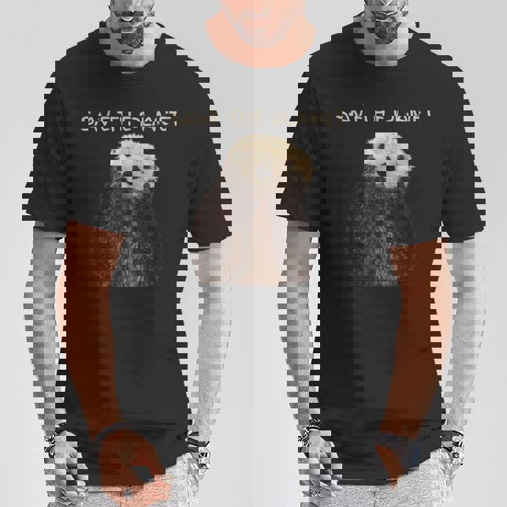 Save The Planet かわいいラッコ。 Tシャツ 面白い贈り物