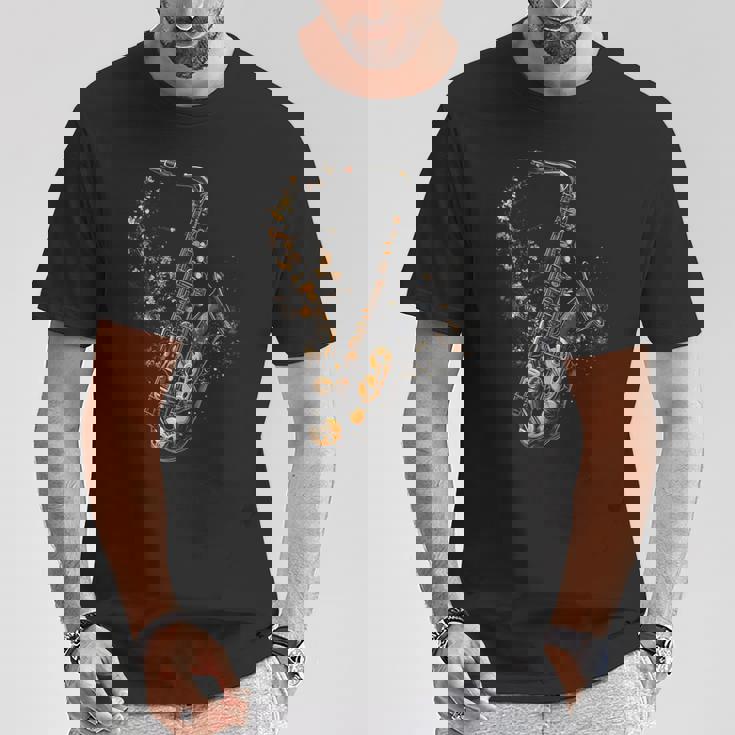Saxofón Música Abstracto Gráfico Instrumento Motivoaxofón Camiseta unisex Regalos divertidos