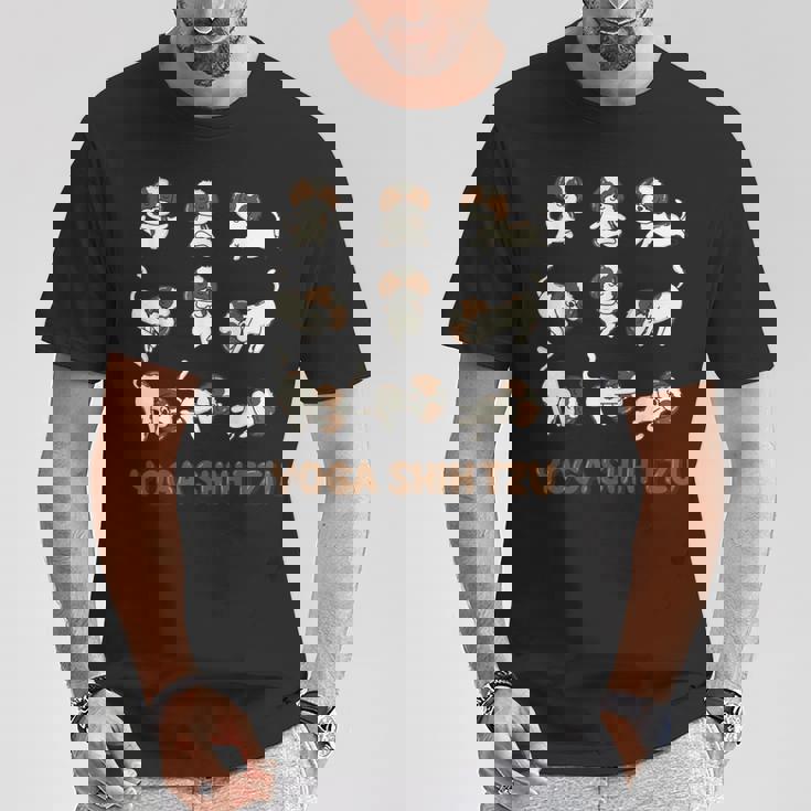 Shih Tzu ヨガシャツ シーズー ヨガポーズ 瞑想 Tシャツ 面白い贈り物