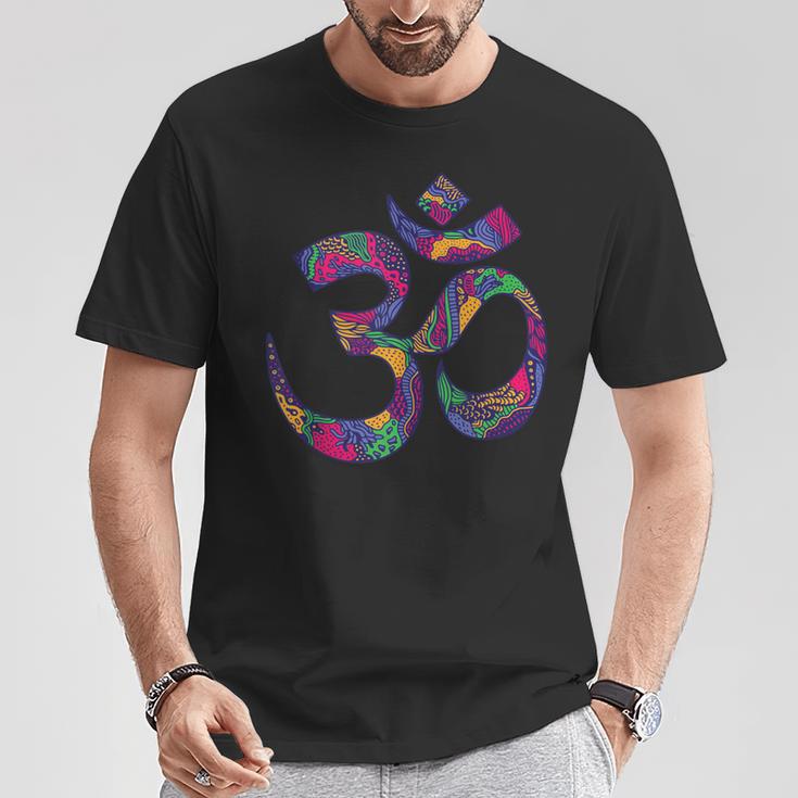 Símbolo Om Aum Ohm Mandala Hindú Yoga Meditación Namaste In Mangas Camiseta unisex Regalos divertidos