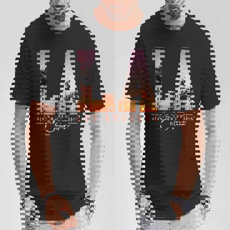 Souvenir Du Coucher Deoleil La Los Angeles Californie T-Shirt Cadeaux drôles