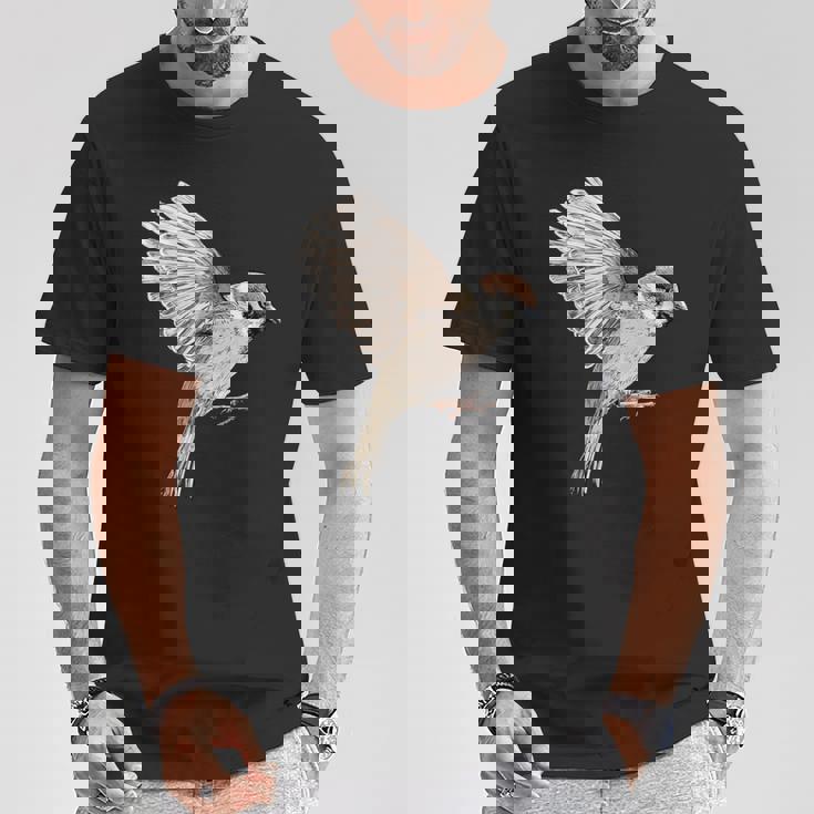 Sparrow-Spring-スズメ-春-自由-鳥-動物 Tシャツ 面白い贈り物