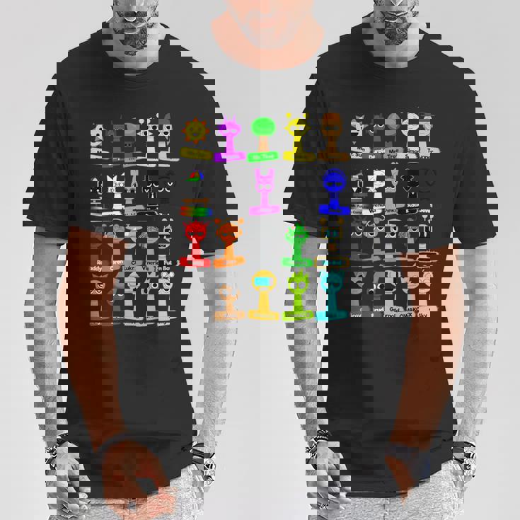 Sprunki All Here With Names For Boys And Girls Birthday Tシャツ 面白い贈り物