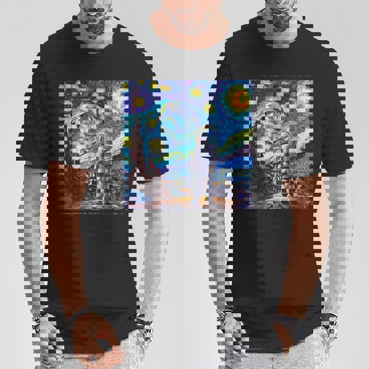 Starry Night Renditionincentan Gogh Astronaut Tシャツ 面白い贈り物