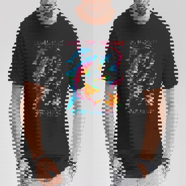 Stop Finning ジンベエザメ シュモクザメサメの種類タイダイ Tシャツ 面白い贈り物