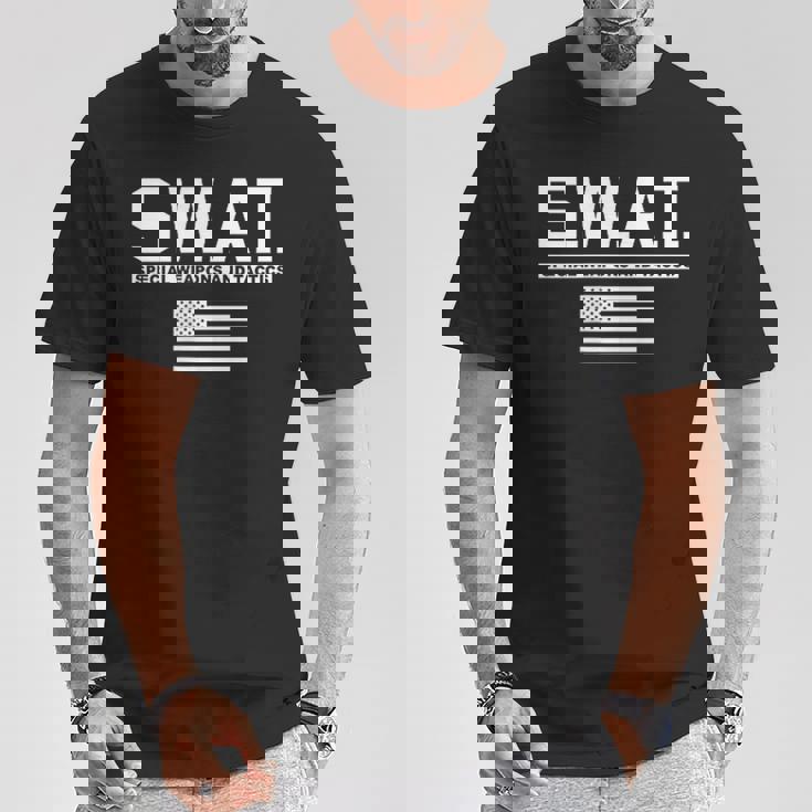 Swat スペシャル 武器と戦術警察WAT Tシャツ 面白い贈り物