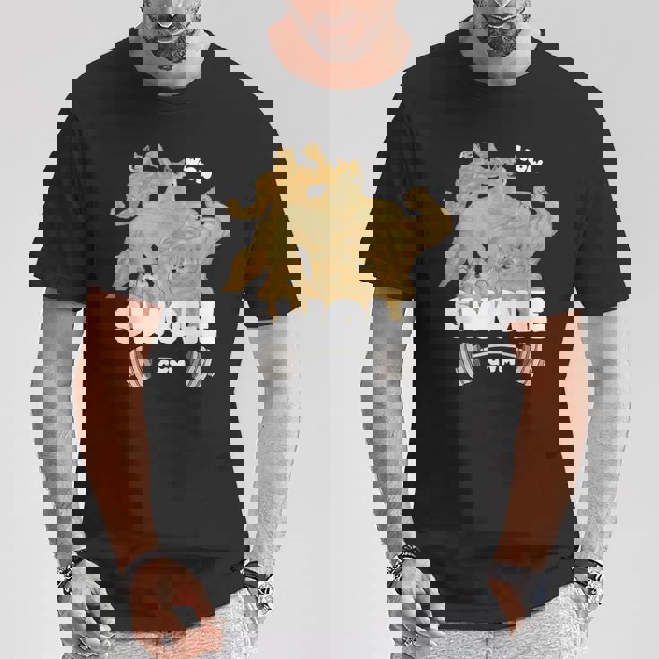 Swole Gymwole Doge Meme Buff Doge Meme Tシャツ 面白い贈り物