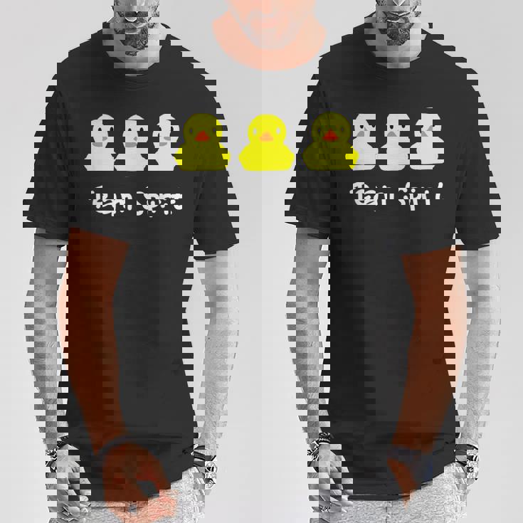 Teampirit Three イエローラバーダックグラフィックプリント Tシャツ 面白い贈り物