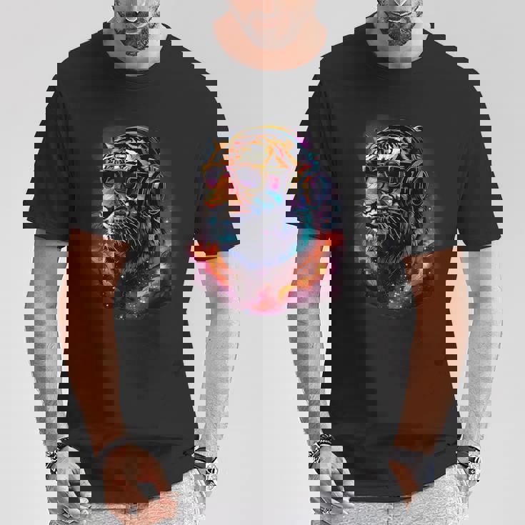 Tiger Dj テクノ Edm ミュージックヘッドフォン アートワーク ビートメーカー Tシャツ 面白い贈り物