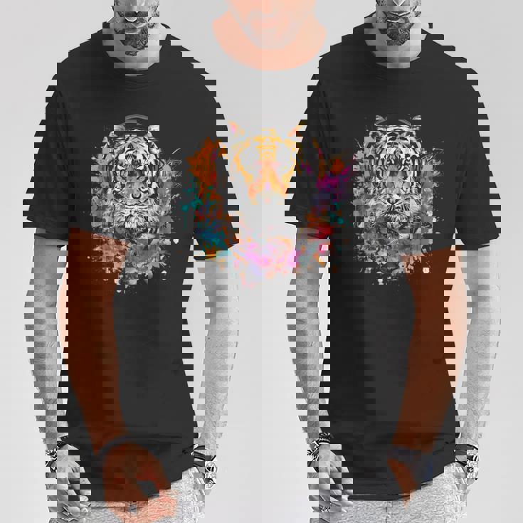 Tiger Dj テクノ アートワーク Edmミュージックヘッドフォン ビートメーカー Tシャツ 面白い贈り物