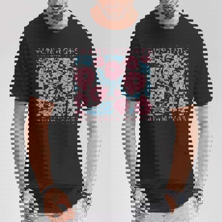 Trans Rights Are Human Rights Floral Lgbtq Pride Transgender T-Shirt Unique Gifts