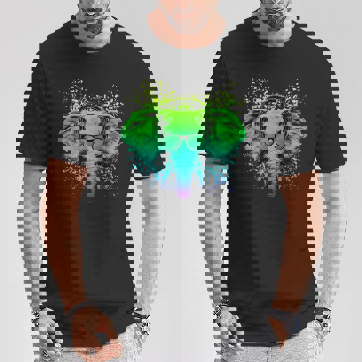 Trippy Dj Cadeau Pour Ravers Techno House Éléphant Psychédélique T-Shirt Cadeaux drôles