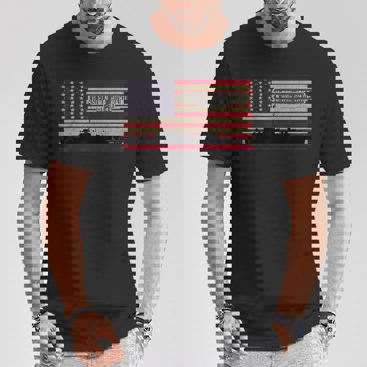 Uss エドウィン A ハワード De-346 船舶図 アメリカ国旗 Tシャツ 面白い贈り物