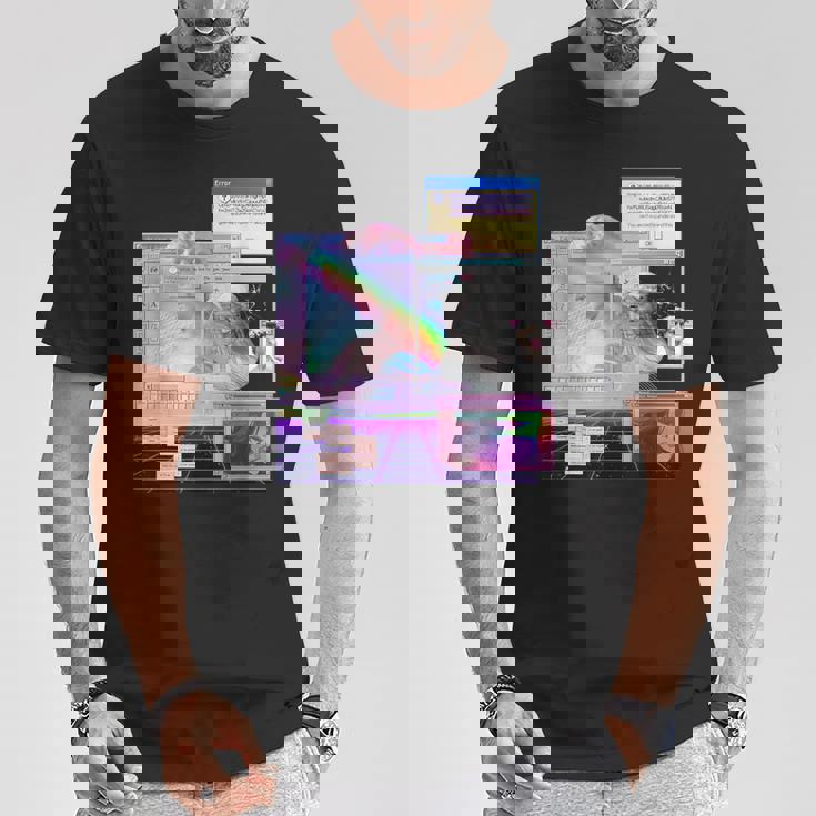 Vaporwave 美的pc トリッピーアート 90年代コンピューター Tシャツ 面白い贈り物