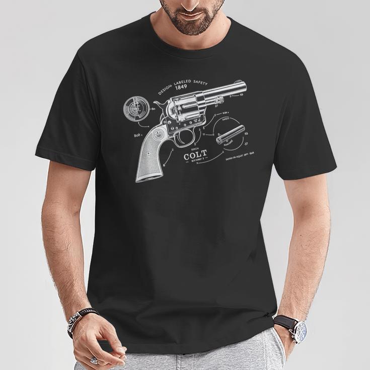 Vintage Patent Print 1839 Revolver Western Gun Camiseta unisex Regalos divertidos