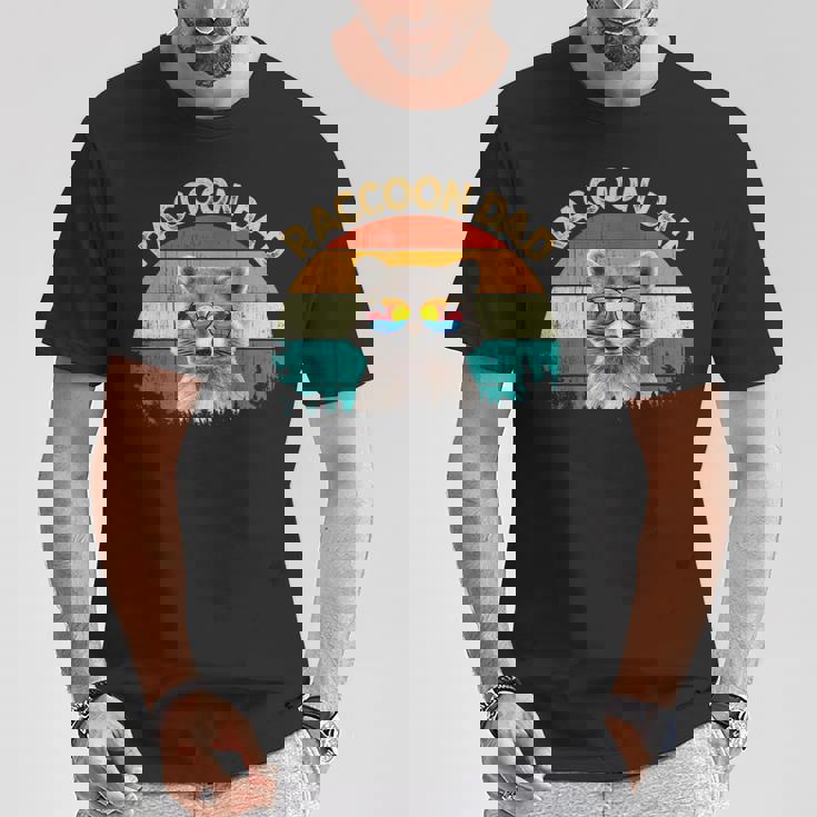 Vintage Retro Wild Animalummerunglass Common Raccoon Dad Tシャツ 面白い贈り物