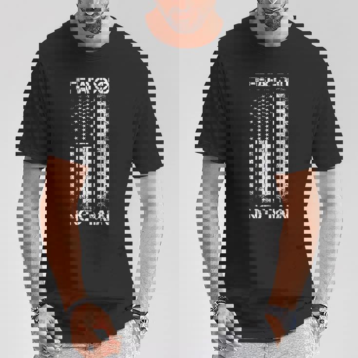 Vintage Usa Flag Fear God Not Man Tシャツ 面白い贈り物