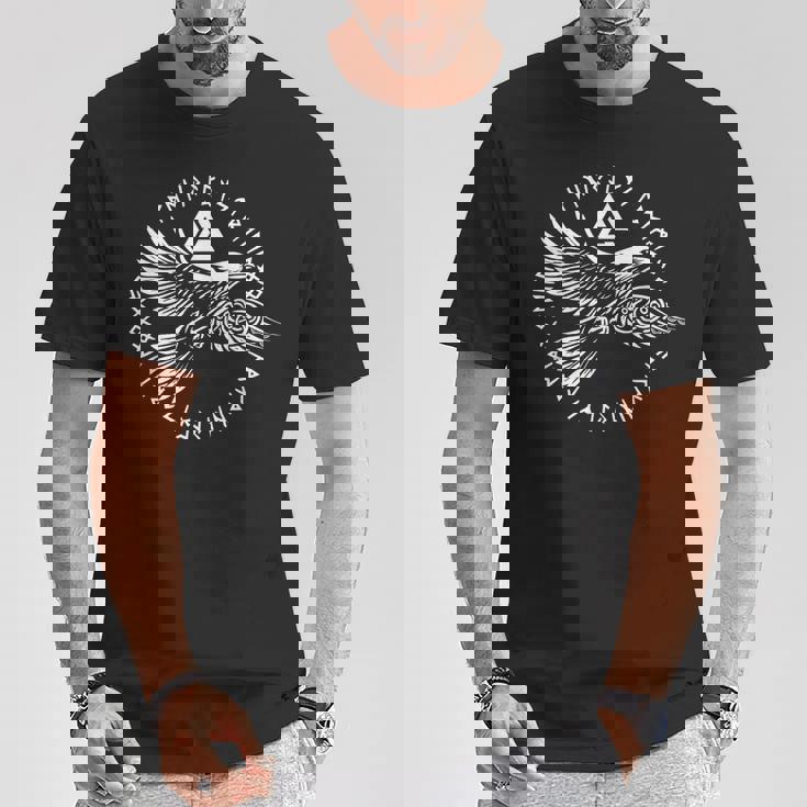 Walhalla Raven Odins ルーンズ ノルディック コンパス バイキング Tシャツ 面白い贈り物