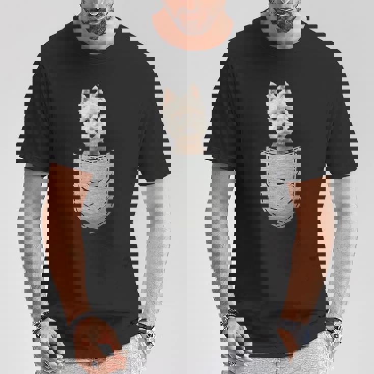 Westie ホワイトハイランドテリアポケット 犬の飼い主用 Tシャツ 面白い贈り物