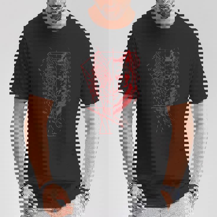 Wolf Products 幾何学模様 アウトドア オオカミ Tシャツ 面白い贈り物