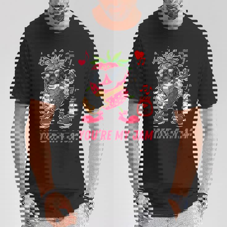 You're My Jam ファニーストロベリー ギターを弾く スイートハートジャム Tシャツ 面白い贈り物