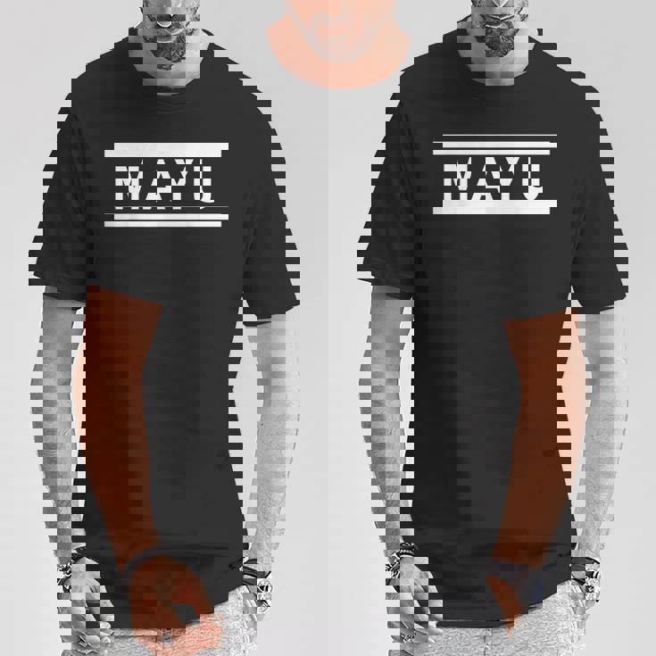 「Mayu」ヘボン式「まゆ」「マユ」下の名前 ローマ字 名入れ 名乗り ラテン文字 綴り Tシャツ 面白い贈り物