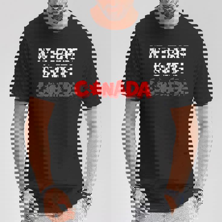 「My Heart Is With Canada」 – カナダ人と強く立つ Tシャツ 面白い贈り物