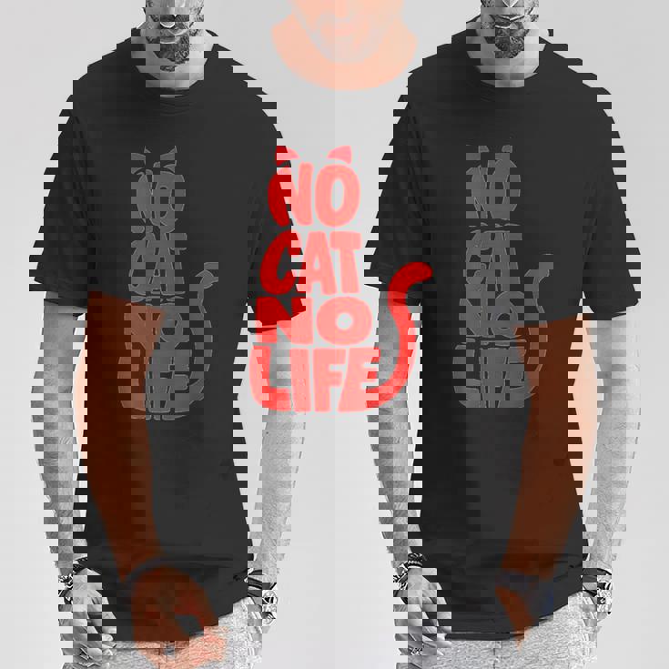 「No Cat No Life」シルエットキャット Tシャツ 面白い贈り物